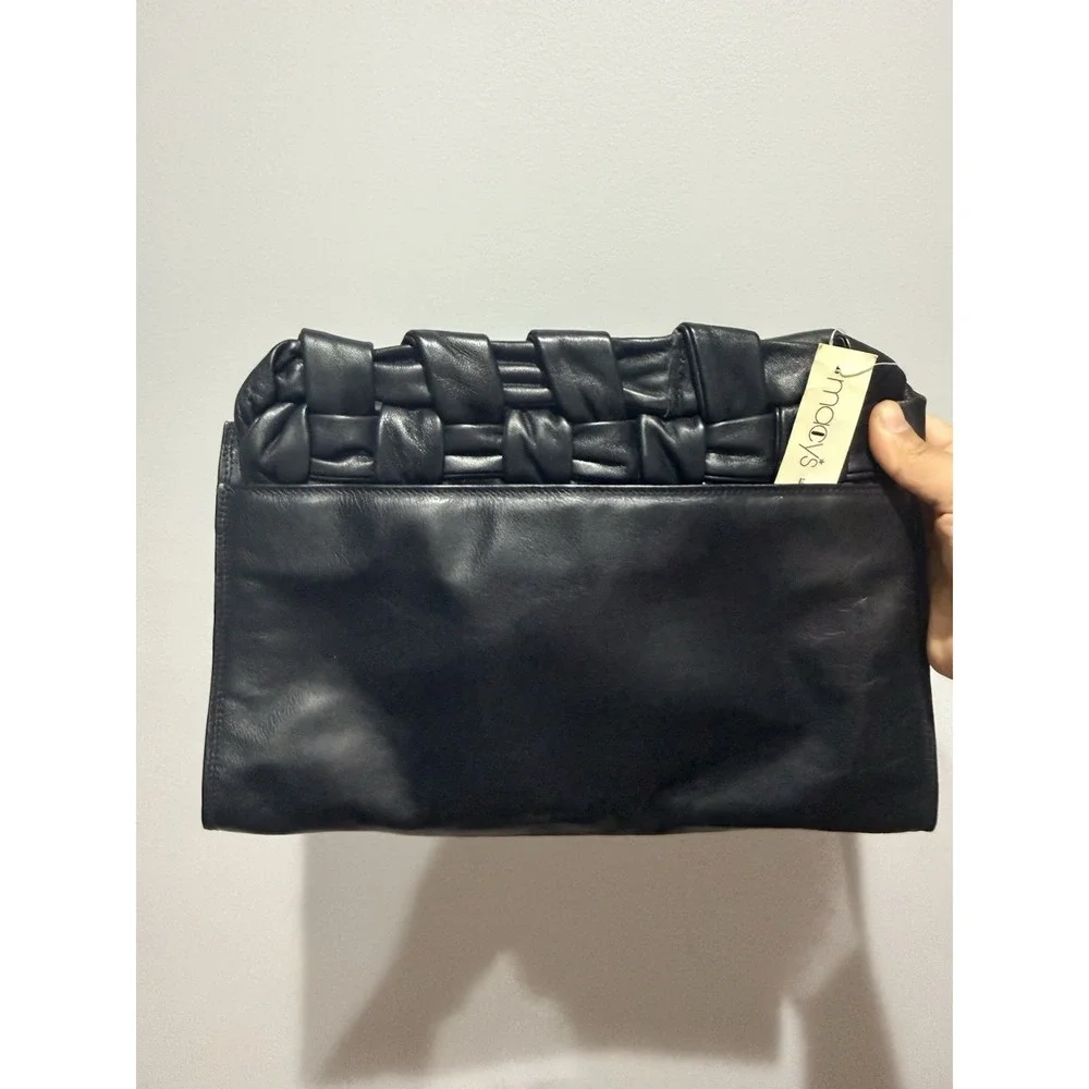 Vintage Andre Cellini‎ Black Clutch Evening Bag Purse Woven Interacció NWT R
